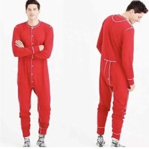 J. Crew Red Button-Up Onsie Pajamas